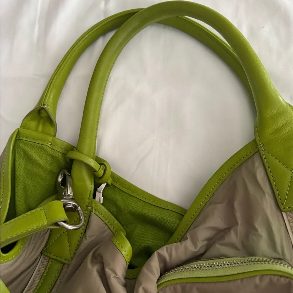 Stylish Neutral & Lime Green Contrast Women’s Shoulder Bag